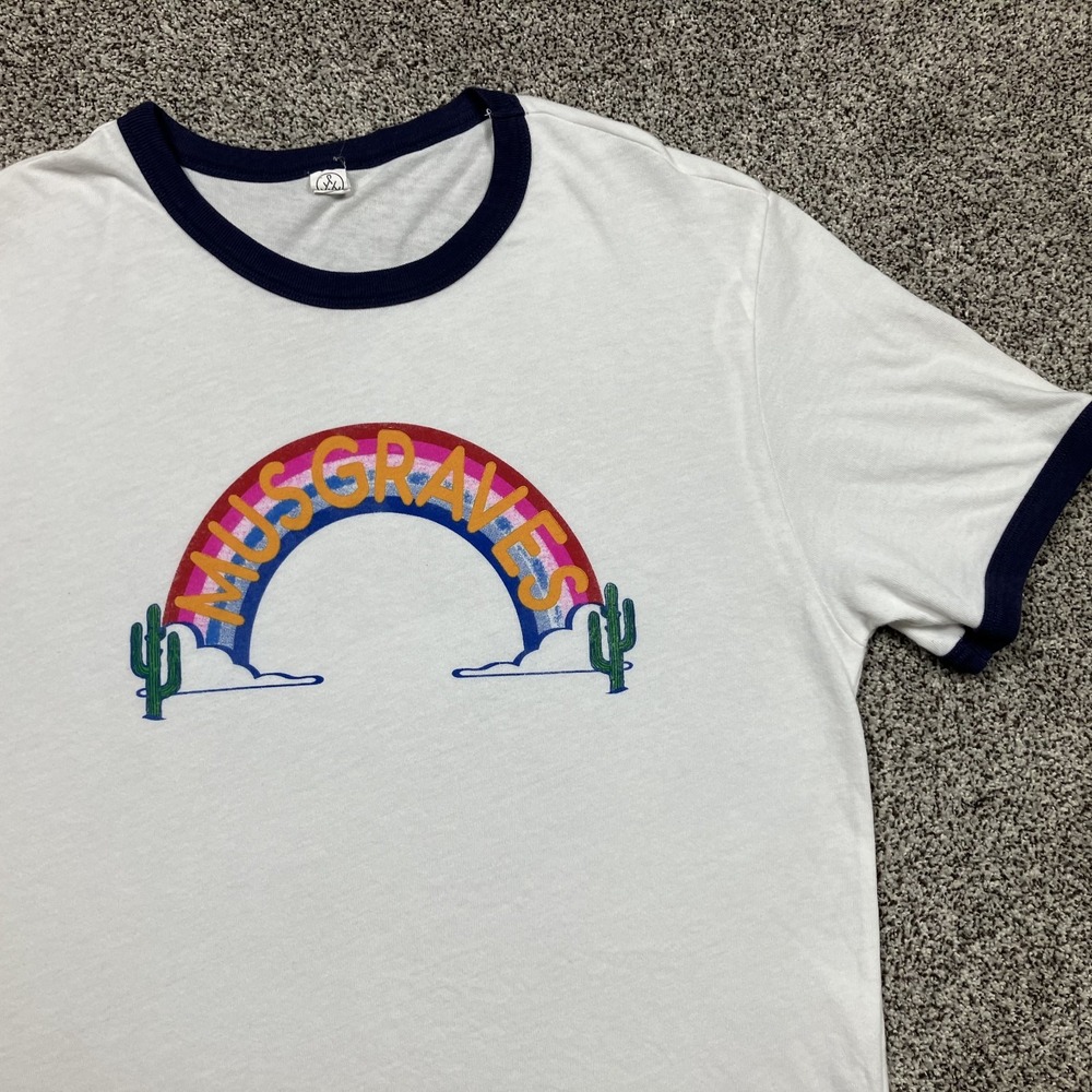 Kacey Musgraves Rainbow Ringer Tee Size XL Golden Hour Era Ringer Texas Two Bits
